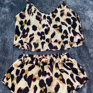 Silk cheetah pajama set